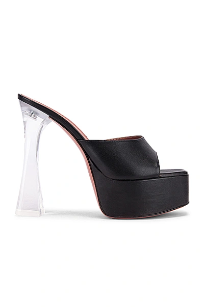 Amina Muaddi Dalida Glass Sandal In Black Nappa