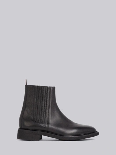 Thom Browne Black Pebbled Calfskin Crepe Sole Chelsea Boot
