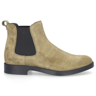 Tod's Tods Suede Chelsea Boots In Green