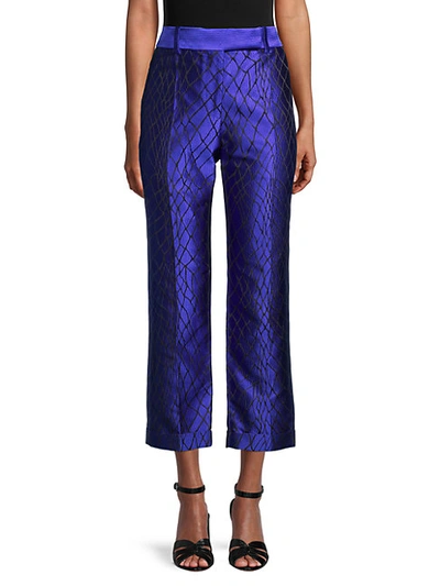 Haider Ackermann Textured Silk-blend Cropped Pants In Blue