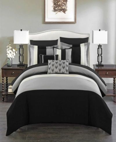 Chic Home Ayelet 8 Piece Twin Bed In A Bag Comforter Set Bedding In Black