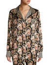 OSCAR DE LA RENTA FLORAL PRINT SILK SLEEPSHIRT,0400012586917