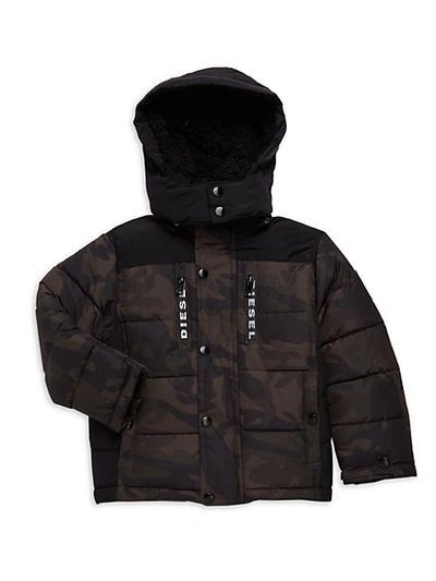 Diesel Kids' Little Boy's Faux Fur-lined Camo Puffer Jacket