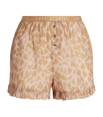 Love Stories Butter Leopard Print Shorts In Pink,beige