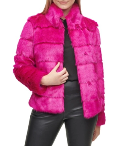 Karl Lagerfeld Women's Tiered Faux Fur Coat In Fuchsia