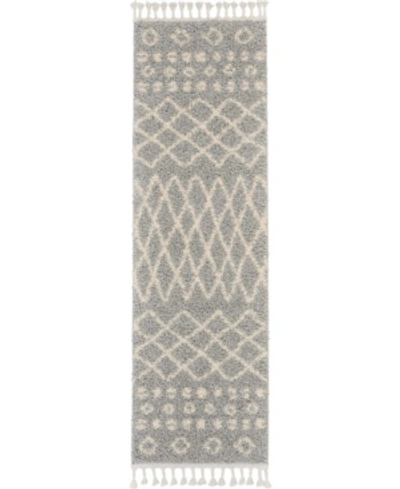 Nourison Closeout!  Home Moroccan Shag Mrs02 Silver 2'2" X 8'1" Runner Rug