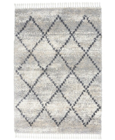 Nourison Oslo Shag Osl01 Silver 4' X 6' Area Rug