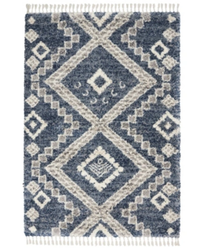 Nourison Oslo Shag Osl02 Denim 4' X 6' Area Rug