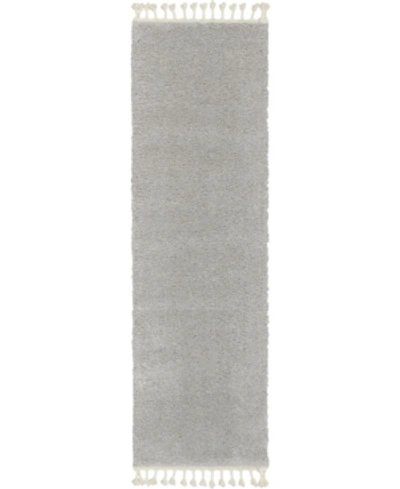 Nourison Serenity Shag Srs04 Silver 2'2" X 8'1" Runner Rug