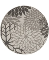 Nourison Aloha Alh05 Silver 5'3" Round Rug In Silver