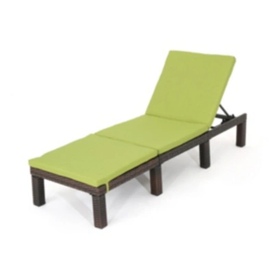 Noble House Jamaica Outdoor Chaise In Brown Green