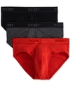 2(x)ist Men's Essential 3 Pack No Show Brief In Black/charcoal/red