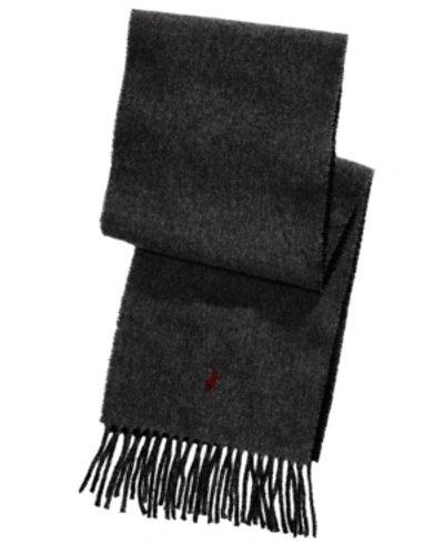 Polo Ralph Lauren Men's Classic 2-in-1 Reversible Scarf In Black Heather