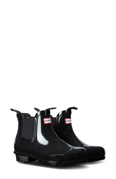 Hunter Big Kids (5-11 Years) Gloss Chelsea Boots In Black