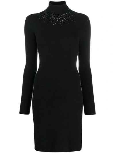 Steffen Schraut Rhinestone-embellished Knitted Dress In Black