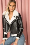 Superdown Genna Zip Up Jacket In Black & White