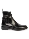 Saint Laurent Army Buckle Leather Combat Boots In Nero