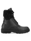 MONCLER Patty Faux Shearling-Trimmed Leather Hiking Boots