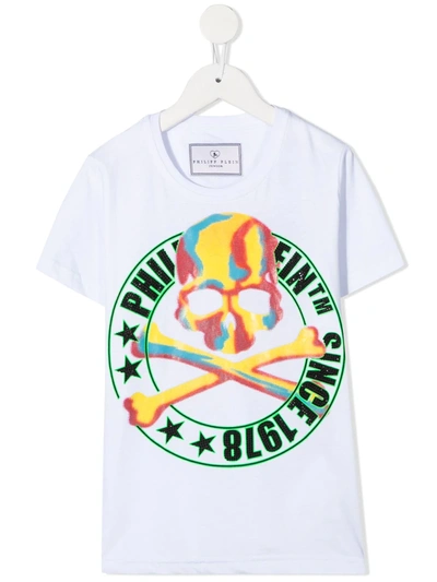 Philipp Plein Kids' 1978 Skull Print T-shirt In White