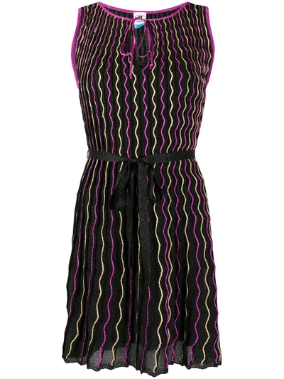 M Missoni Wave Embroidered Knit Dress In Black