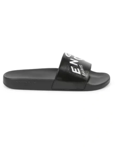 Givenchy Logo Slide Sandals In Black White