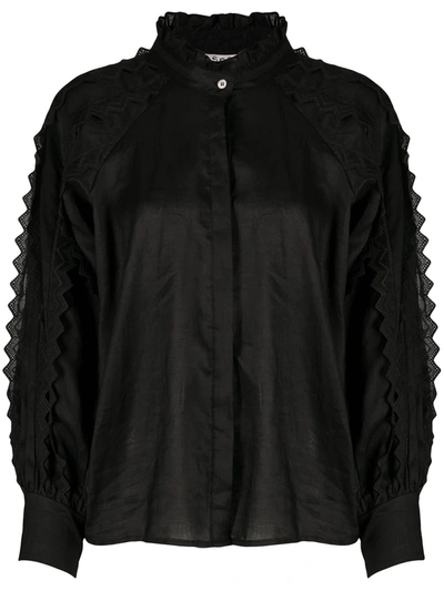 Sea Zig Zag Sleeve Detail Shirt In Black
