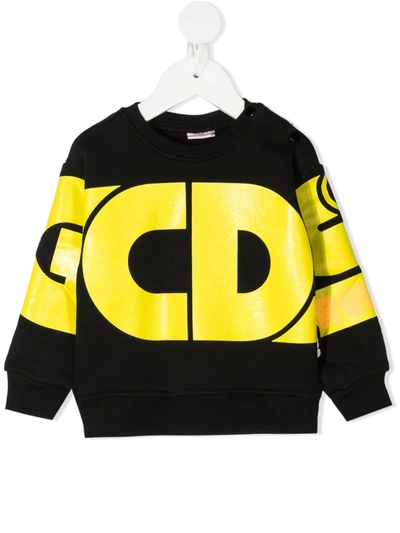 Gcds Babies' Logo-print Crew Neck Sweatshirt In 黑色