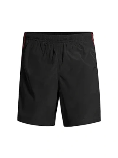 Alexander Mcqueen Selvedge Logo Swim Shorts In Black