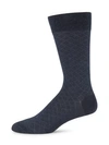 Marcoliani Men's Micro Argyle Cotton Socks In Indigo Blue