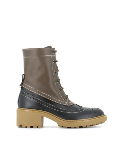 Chloé Franne Leather Lace-up Boots In Brown