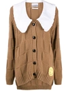 Ganni Smiley Face Cardigan In Brown