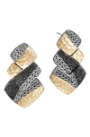John Hardy 18k Yellow Gold And Sterling Silver Classic Black Sapphire & Black Spinel Chain Hammered Drop Earrin In Silver/ Gold