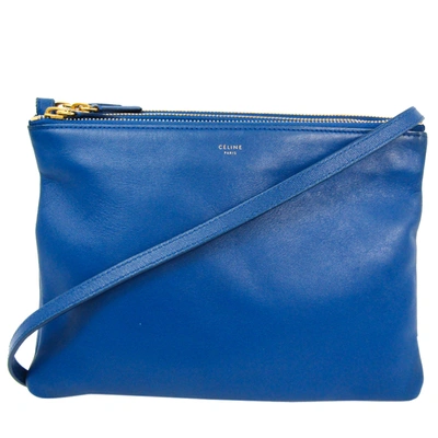 Pre-owned Celine Blue Leather Trio Large Shoulder Bag