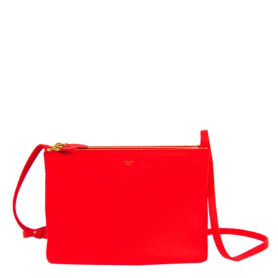 Pre-owned Celine Red Leather Large Trio Shoulder Bag
