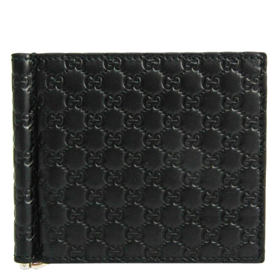 Pre-owned Gucci Black Microssima Leather Wallet