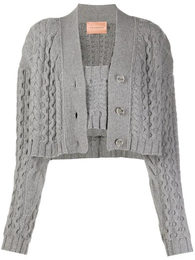 Andamane Chunky Knit Cropped Cardigan In Grey