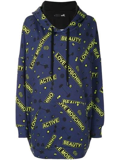 Love Moschino All-over Logo Dress In Blue