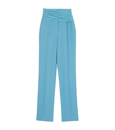 Burberry Foulard Waist Slim Wool Trousers In Blue Topaz