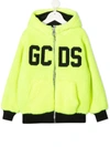 Gcds Faux-shearling Logo Jacket In Green