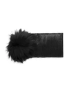 ADRIENNE LANDAU WOMEN'S FOX FUR POM-POM METALLIC KNIT HEADBAND,0400012962227