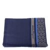 FERRAGAMO BLUE WOOL & SILK SCARF WITH GANCINI PRINT,11542304