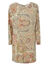 Etro Short Multicolor Paisley Print Dress In Beige