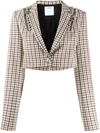 AREA HOUNDSTOOTH CROPPED BLAZER