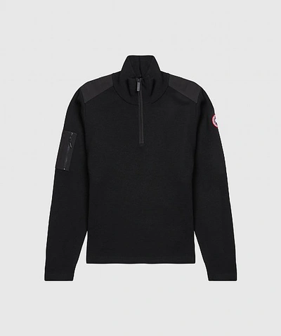 Canada Goose Stormont Slim-fit Cordura-trimmed Merino Wool Half-zip Sweater In Black