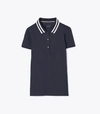 Tory Sport Performance Piqué Pleated-collar Polo In Tory Navy/snow White