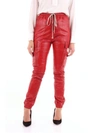 RICK OWENS RICK OWENS WOMEN'S RED LEATHER PANTS,RO19F5361ROSSO 40