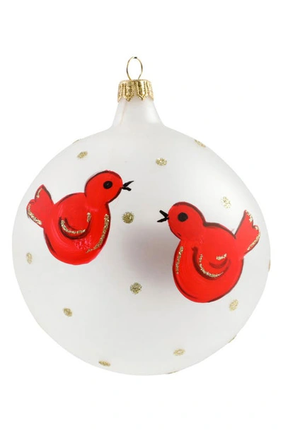 Vietri Red Birds Ornament In Handpainted