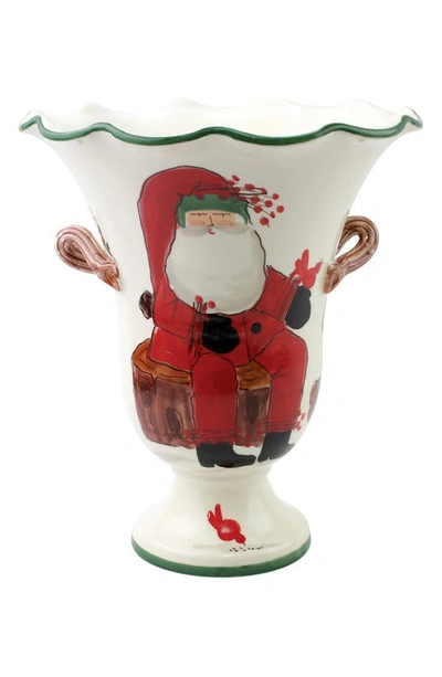 Vietri Old St. Nick Large Footed Cachepot In Campfire