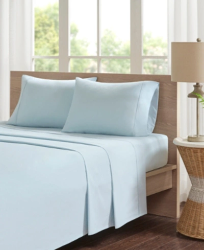 Madison Park Peached Cotton Percale 4-pc. Sheet Set, Queen In Aqua