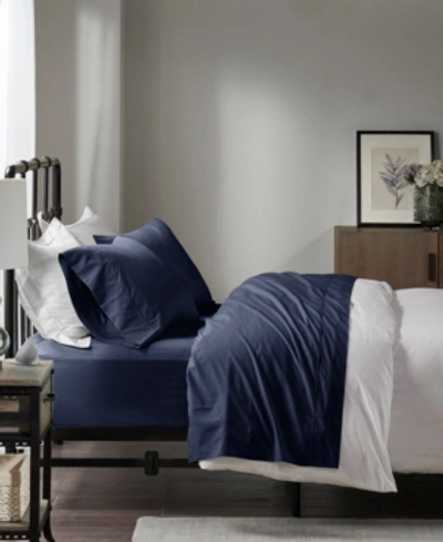 Madison Park Peached Cotton Percale 4-pc. Sheet Set, Queen In Navy